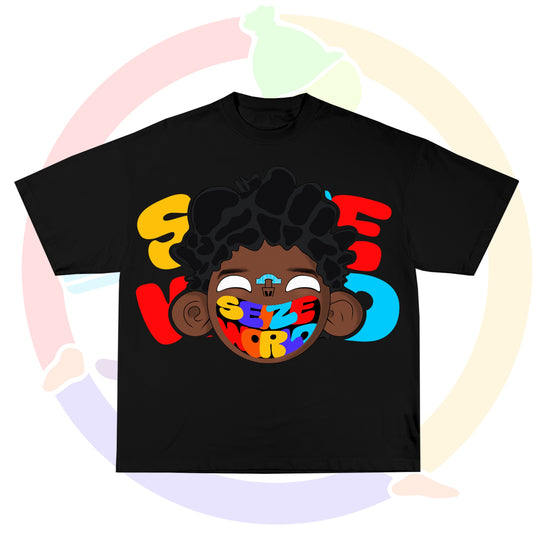 BLACK SEIZEWORLD GRAPHIC T-SHIRT